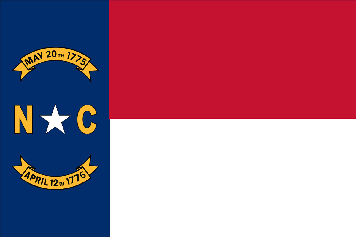 12x18" poly flag on a stick of State of North Carolina